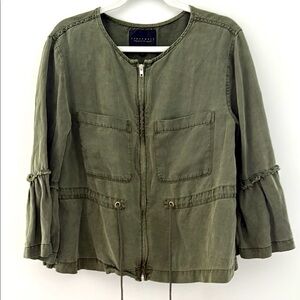 Sanctuary Green Military Frill Jacket with Flared Sleeves size M